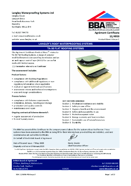 BBA Agrément Certificate