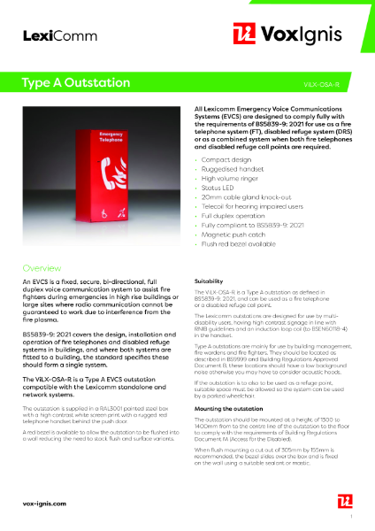 ViLX-OSA-R Datasheet