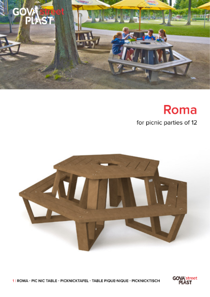 Roma Hexagonal Picnic Table Data Sheet
