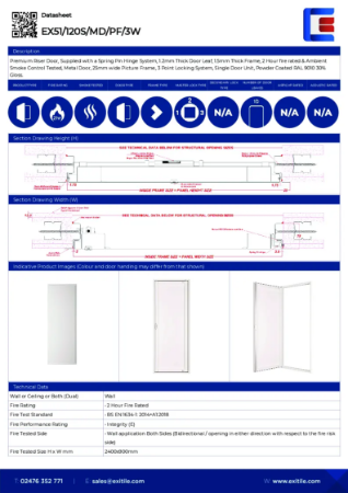 Datasheet - Riser Door (Range 51) - Picture Frame - 2 Hour Fire Rated - Smoke Tested