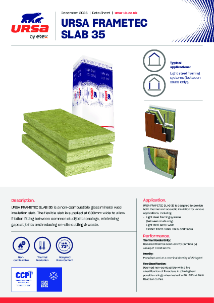URSA FRAMETEC SLAB 35 - Datasheet