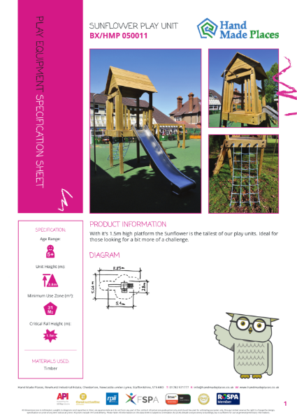 Sunflower Play Unit Specification Sheet
