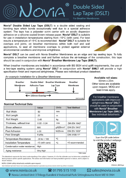 Novia Double Sided Lap Tape (DSLT) – Product Data sheet
