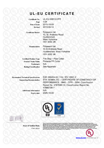 Protecta FR Collar - UL-EU Certificate