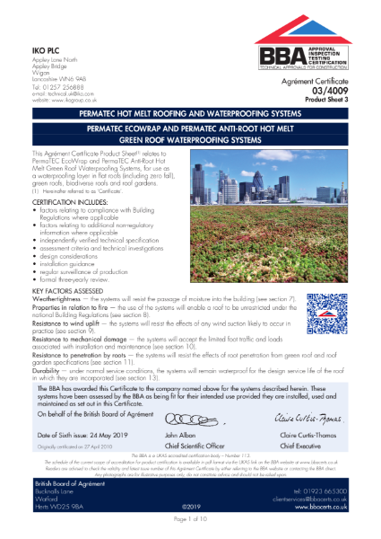 03/4009_3 PERMATEC HOT MELT ROOFING AND WATERPROOFING SYSTEMS