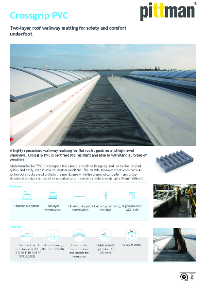 Crossgrip Roof Walkway Anti-Slip Matting - TDS