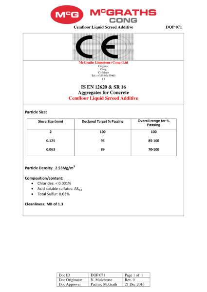 Cemfloor Binder DOP