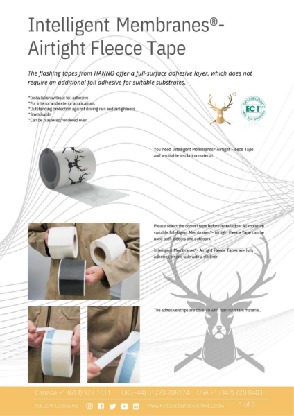 Intelligent Membranes Airtight Fleece Tape Install Guide