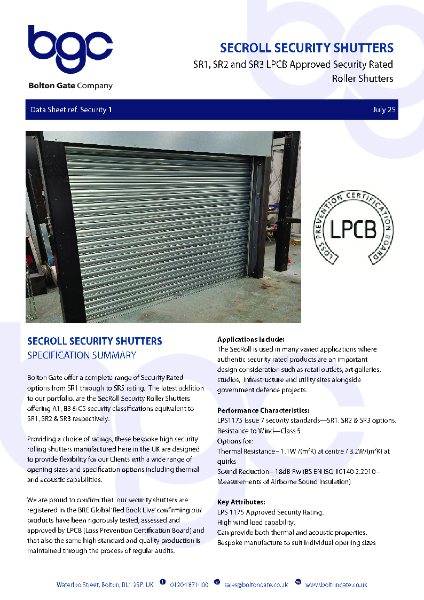 SecRoll Security Shutters - SR1, SR2 and SR3 LPCB Approved Security Rated Shutters