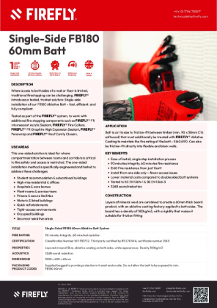 FIREFLY® FB180 Single-Side Batt System Datasheet