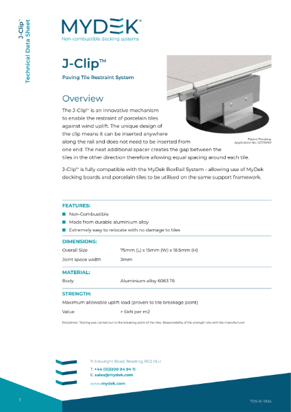 Data Sheet - J-Clip Paving Tile Restraint System