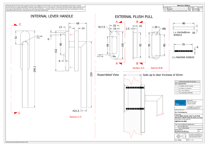 BLU™ - KM760 Lift and Slide Door Handle CAD
