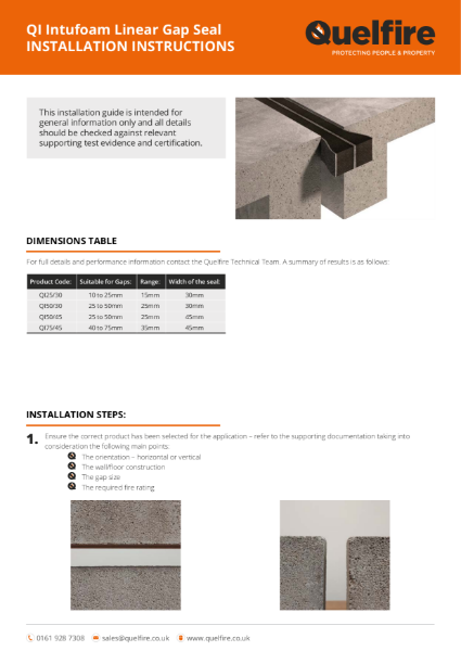 Installation Instructions - QI Intufoam Intumescent Foam Linear Gap Seal