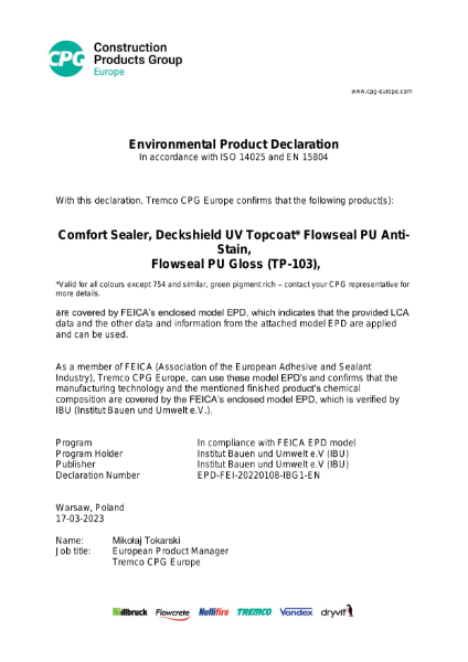 CPG EPD Products based on polyurethane, group 4