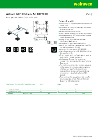 Yeti® 335 Frame Set - Product Data Sheet