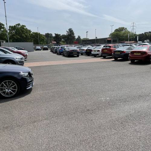 Porous asphalt surfacing for car dealership