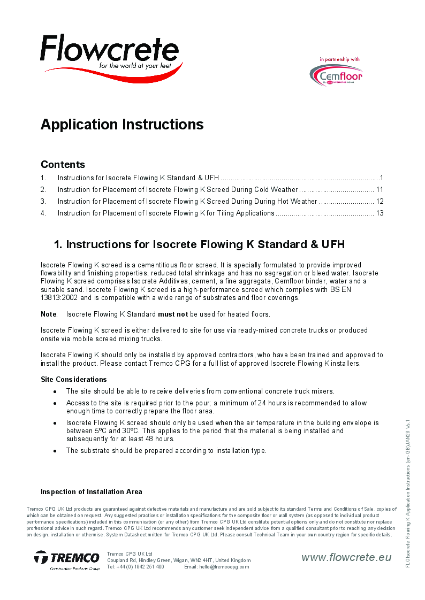 Flowcrete Isocrete Flowing K - Application Instructions (en-GB)