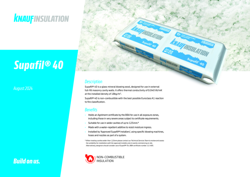 Knauf Insulation Supafil® 40 - Product Datasheet