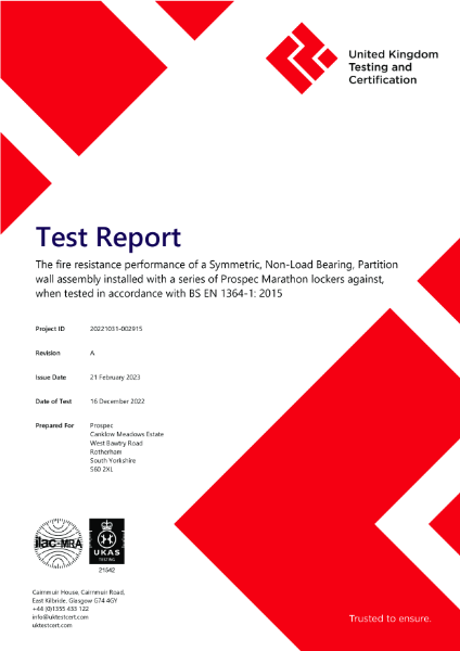 UK Test Cert - Marathon Fire Rated Locker