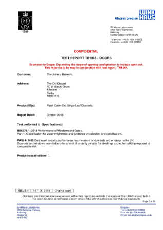 TR1865 OTD Joinery - All Stds - REPORT