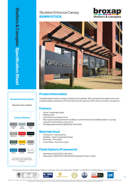 Stockton Entrance Specification Sheet