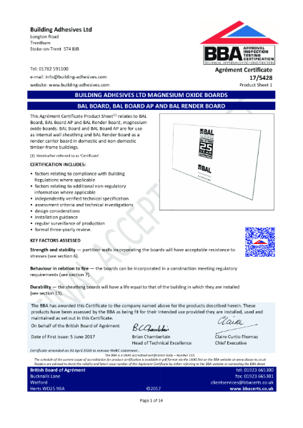 BBA Agrément Certificate