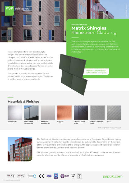 Matrix Shingles Rainscreen Cladding Product Data Sheet