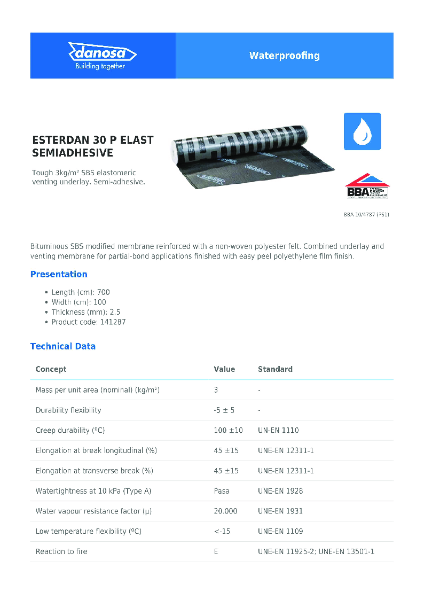 Danosa - ESTERDAN 30 P ELAST SEMIADHESIVO