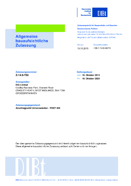 DIBt Approval - Postanka in Concrete