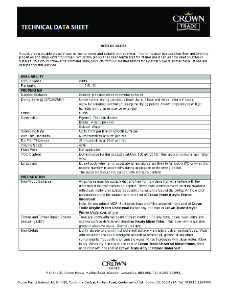 Crown Trade Acrylic Gloss July 25 TDS