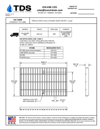Trench•Era Galvanized Bar Grate 14.66" - DG1248R