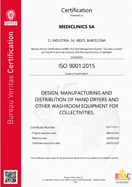 Certificate - Mediclinics ISO 9001:2015