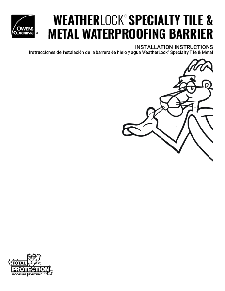 Weatherlock Specialty Tile & Metal Waterproofing Barrier Installation Instructions