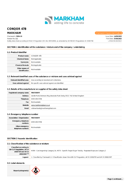 CONQOR 47B - Safety Data