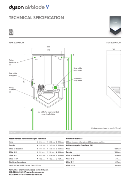 specification Dyson Airblade | Dyson (Australia) | NBS Source