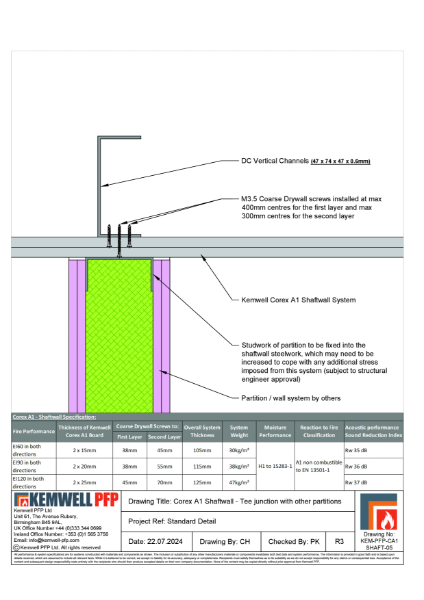 KEM-PFP-CA1-SHAFT-05 - Corex A1 - Shaftwall Details - Tee Junction (OP) - R3