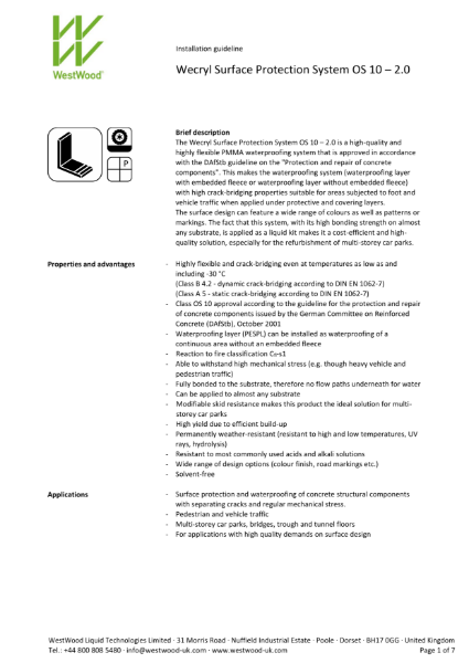 Wecryl Surface Protection System OS 10 – 2.0 - Installation guideline