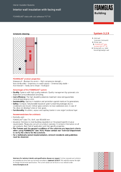 TDS_3.2.9_Wall Internal - FOAMGLAS Insulation with Suspended Plasterboard Finish