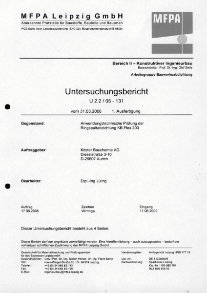 KB Flex Test Report hydrostatic-head