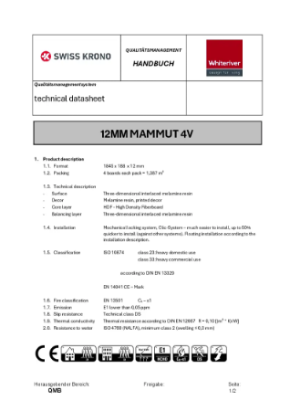 12 mm Mammut Plus 4V Spec Sheet