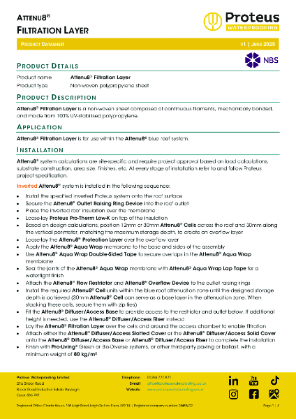 Product Data Sheet - Attenu8® Filtration Layer