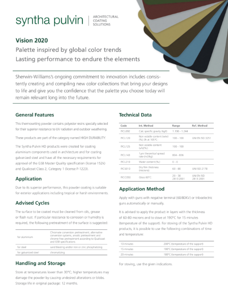 Product Data Sheet Vision2020