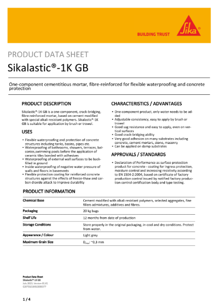 Sikalastic-1KGB Product Data Sheet