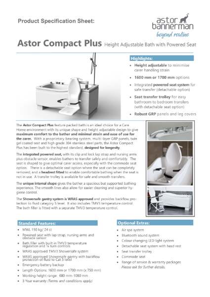 Astor Compact Plus - Specification Sheet