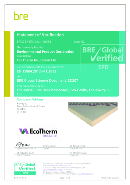 Eco-Cavity Full Fill Insulation EPD - 01/21