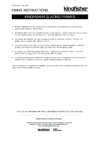 Kingfisher Louvres - Fixing Instructions - Glazing Frames