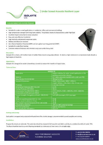 SRS Isolayte US Datasheet