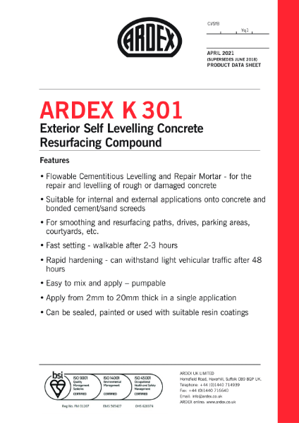 ARDEX K 301 Datasheet