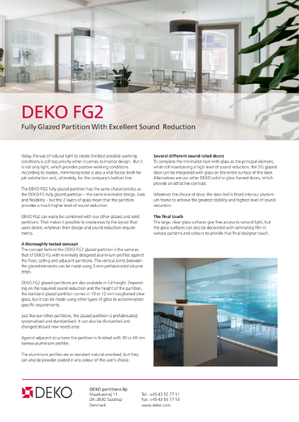 Deko FG 2 Double Glazed Frameless Screen