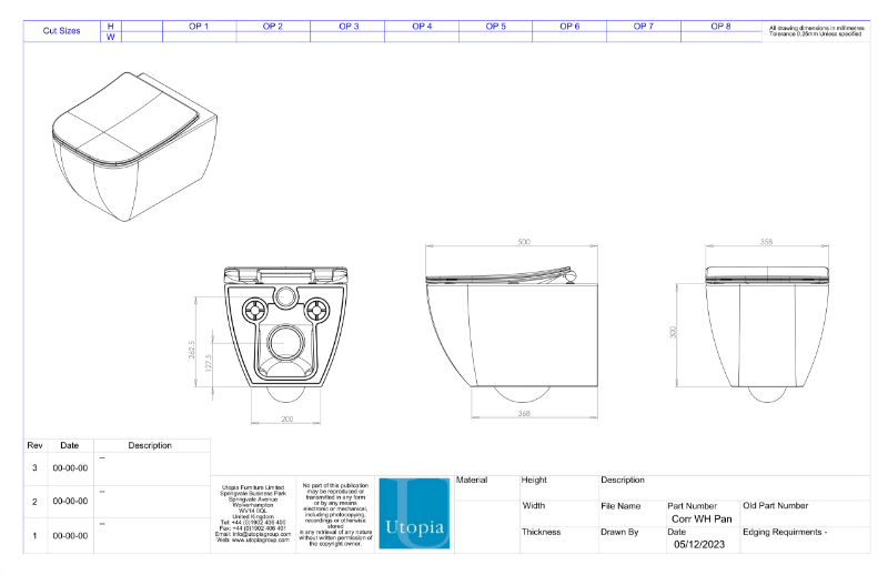 Corr wall hung pan